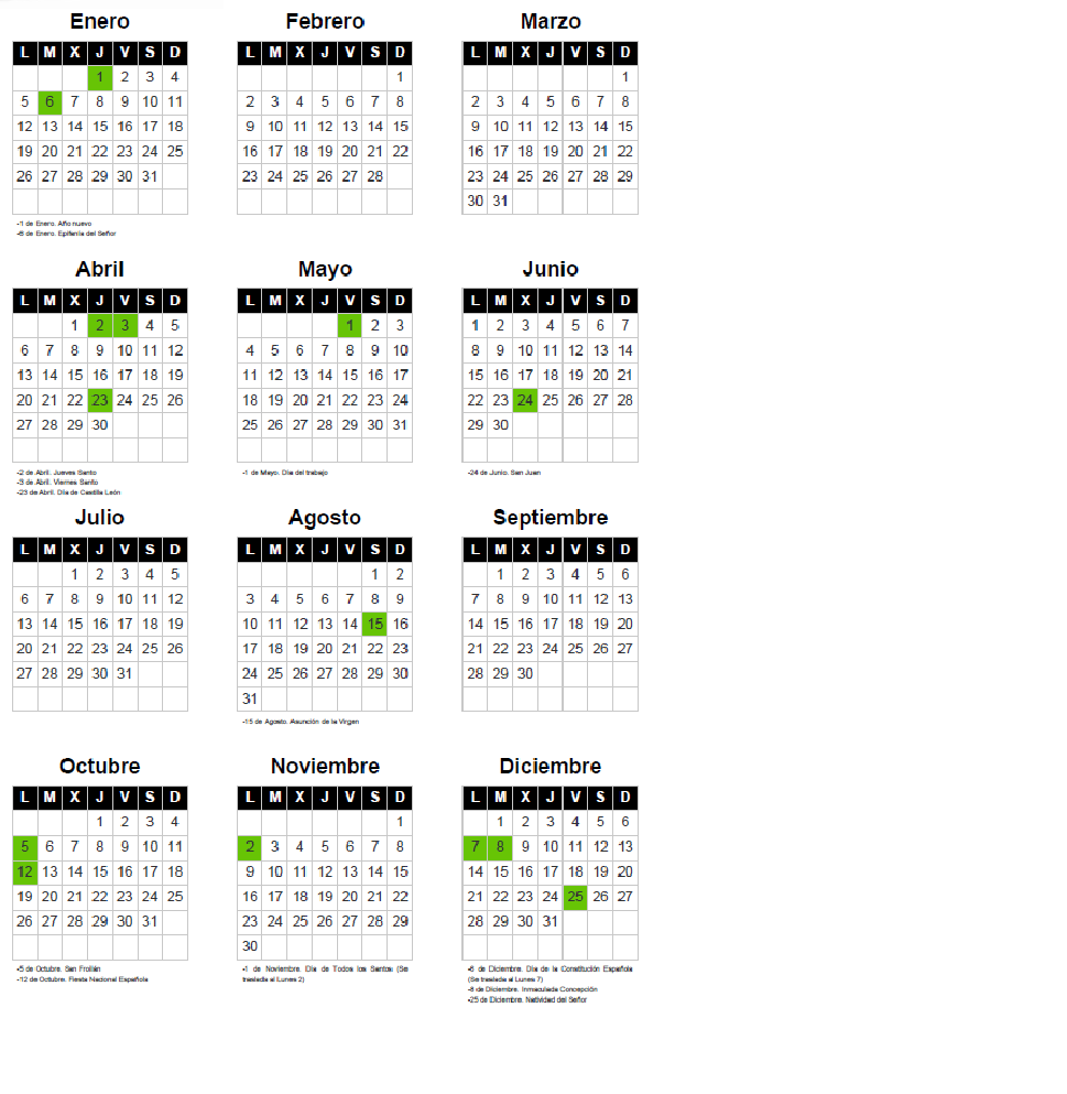 Calendario Laboral León 2015