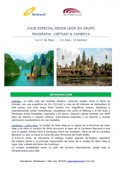 Oferta de Bentravel Viaje a Vietnam y Camboya